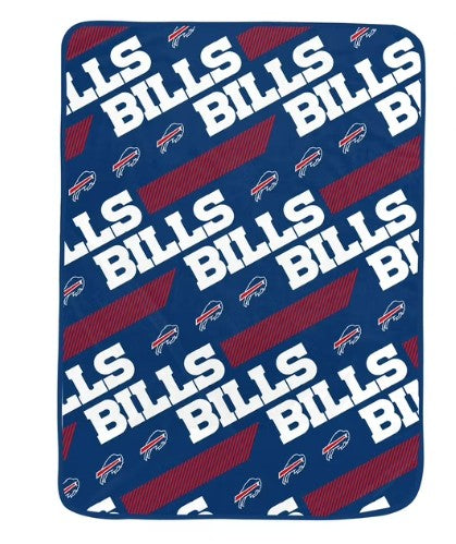 PGS NFL Buffalo Bills Slanted Half Wordmark Ultra Soft Throw Blanket 50x70