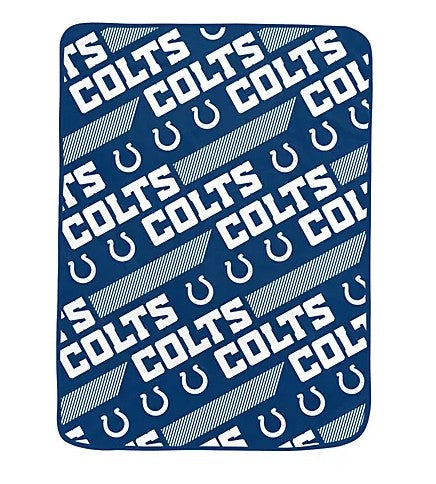 PGS NFL Indianapolis Colts Slanted Half Wordmark Ultra Soft Throw Blanket 50x70