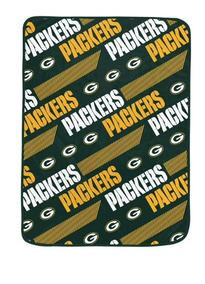 PGS NFL Green Bay Packers Slanted Half Wordmark Ultra Soft Throw Blanket 50x70