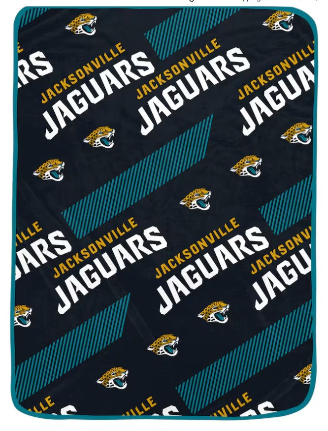 PGS NFL Jacksonville Jaguars Slanted Half Wordmark Ultra Soft Throw Blanket 50x70