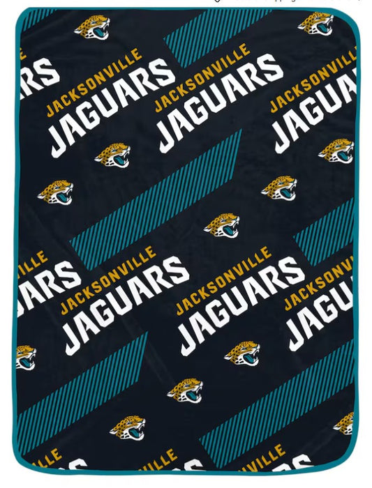 PGS NFL Jacksonville Jaguars Slanted Half Wordmark Ultra Soft Throw Blanket 50x70