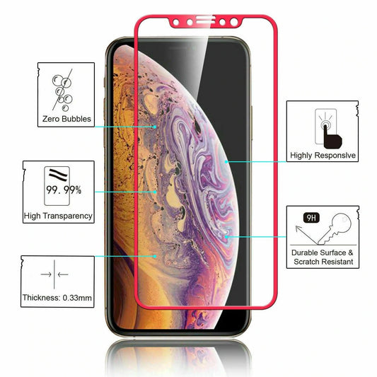 GSA Tempered Glass Screen Protector For iPhone XS Max (6.5") - Clear/Red
