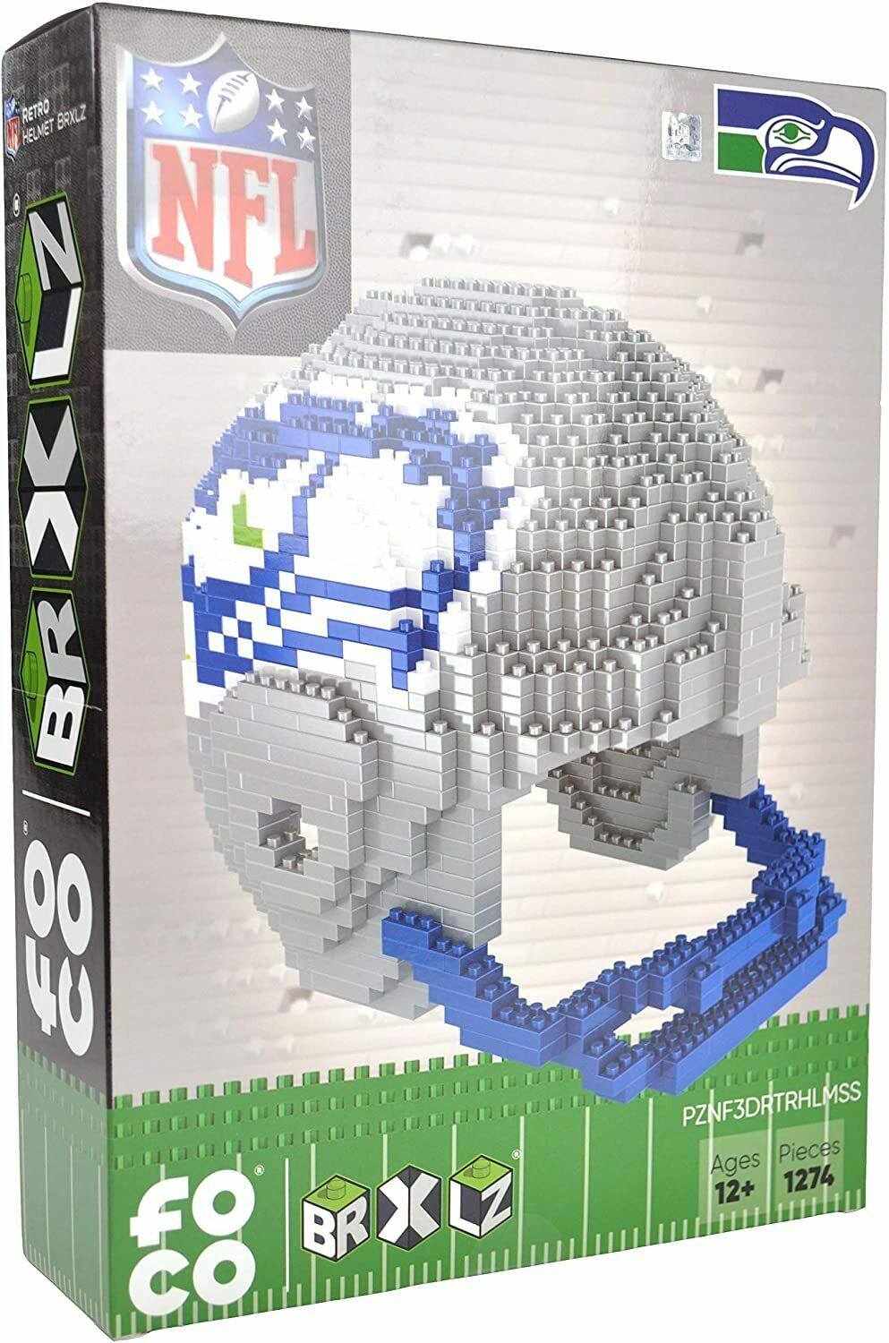 FOCO BRXLZ NFL Seattle Seahawks Retro Football Helmet 3-D Construction Toy