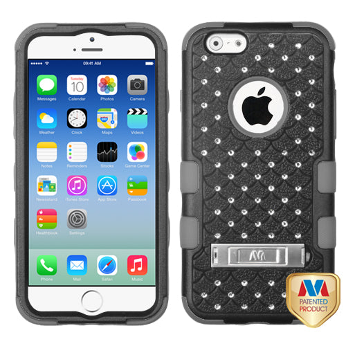 Mybat Natural TUFF Bling Hybrid w/Kickstand For iPhone 6, 6s (4.7") - Black/Gray