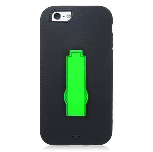 GSA Rubberized Hybrid Kickstand Case For Apple iPhone 6, 6s (4.7") -Black/Green