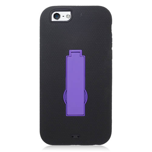 GSA Rubberized Hybrid Kickstand Case For iPhone 6, 6s -Black/Purple