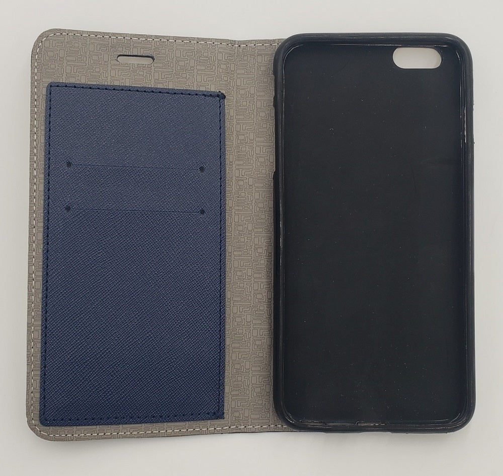 GSA 3-Tone Flip Wallet Case For iPhone 6 Plus, 6S Plus - Blue/Neon Green/Black