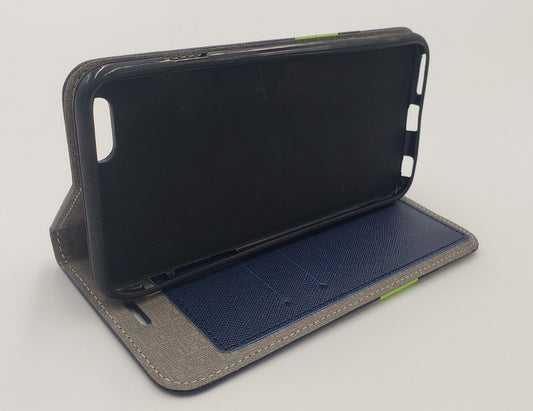 GSA 3-Tone Flip Wallet Case For iPhone 6 Plus, 6S Plus - Blue/Neon Green/Black
