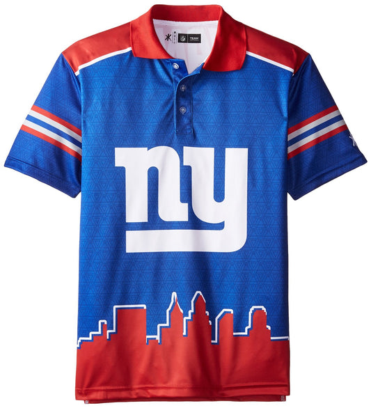 FOCO NFL Licensed New York Giants Polyester Short Sleeve Thematic Polo - Large