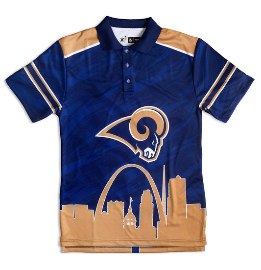 KLEW NFL Licensed Men's Polyester Thematic Polo Shirt - St. Louis Rams - Medium