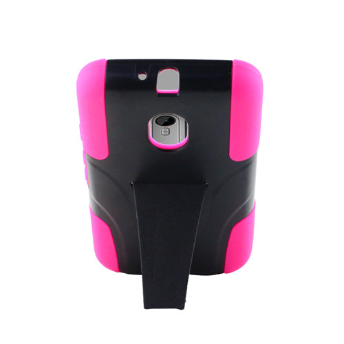 GSA For Motorola MOTO G3 BLACK on Hot Pink HYBRID With Kick STAND