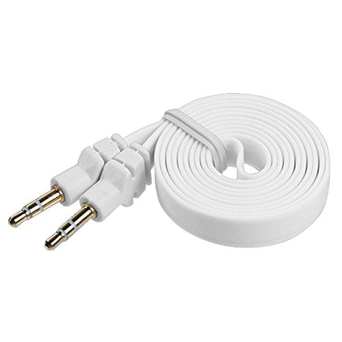 MyBat White Flat Noodle 3.5mm to 3.5mm Auxiliary Audio Cable (3 Foot Cord)