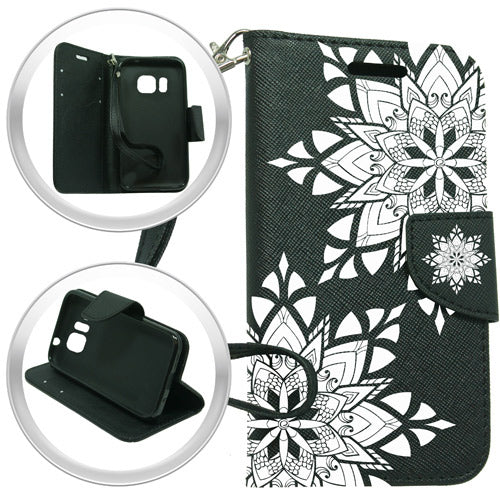 GSA Mandala Flip Wallet Case For Samsung Galaxy S7 Black White