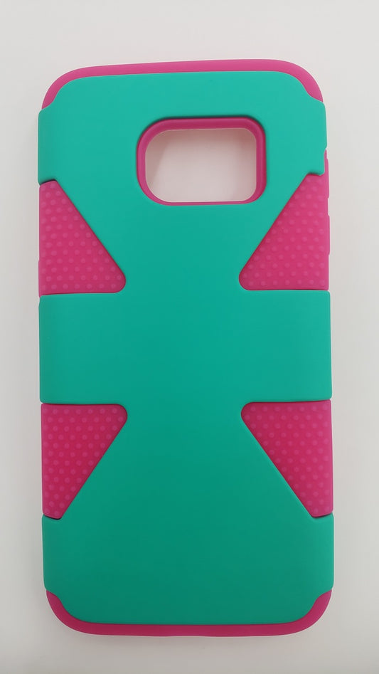 GSA Dynamic Dual Hybrid Case For Samsung Galaxy S7 - Teal/Hot Pink