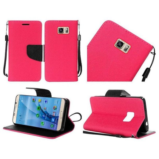 GSA Denim Flip Wallet Case for Samsung Galaxy S7 - Hot Pink Black