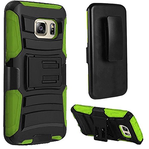 GSA Armor Hybrid Kickstand Holster Case For Samsung Galaxy S7 Edge - Black/Green