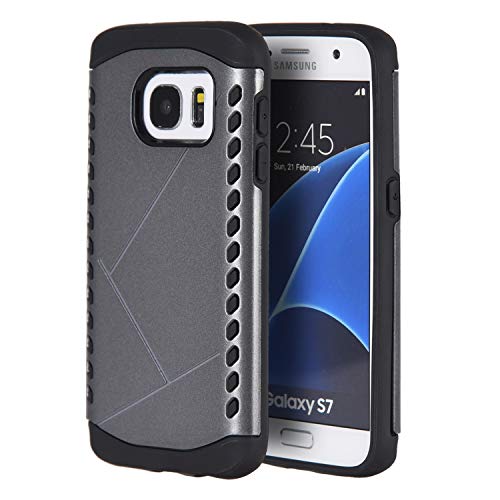 GSA Anti-Shock Armor Hybrid Cell Phone Case For Samsung Galaxy S7 - Gray/Black