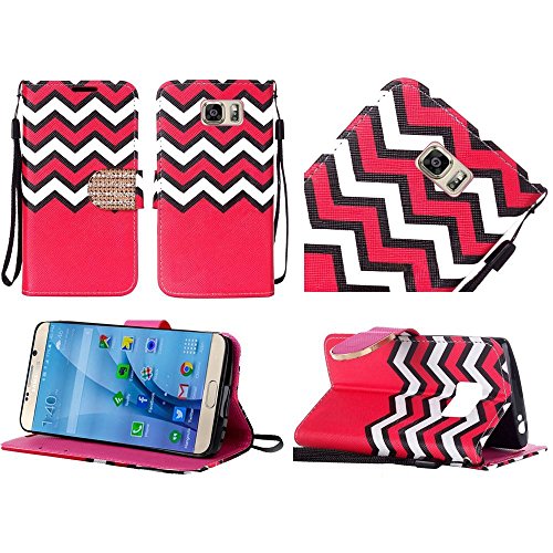 GSA Chevron Flip Wallet Case For Samsung Galaxy S7 - Hot Pink/White