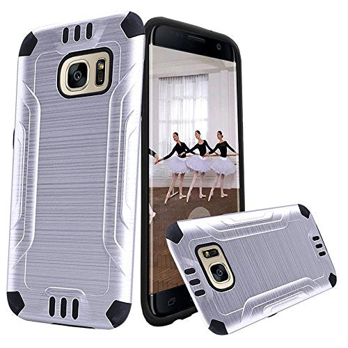 GSA Slim Armor Brushed Hybrid Case For Samsung Galaxy S7 Edge - Silver