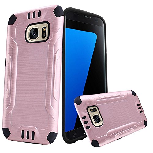 GSA Slim Armor Brushed Hybrid Case For Samsung Galaxy S7 - Rose Gold/Black