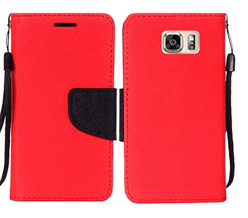 GSA Two-Tone Flip Wallet Case For Samsung Galaxy S7 Edge - Red/Black