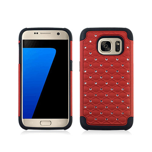 GSA Rhinestone Hybrid Case For Samsung Galaxy S7 Edge Red/Black