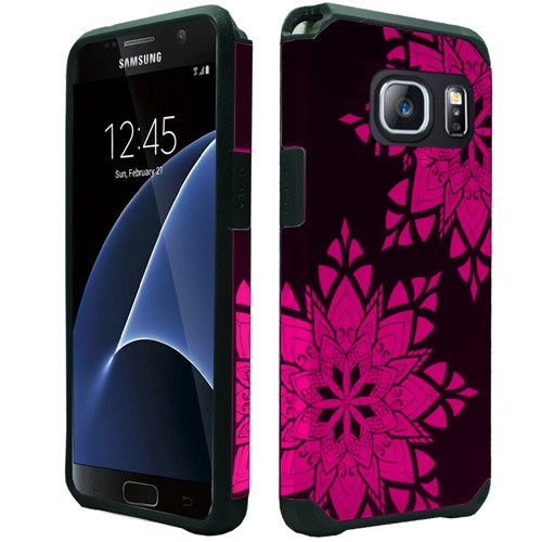 GSA Astronoot Henna Hybrid Case For Samsung Galaxy S7 Edge - Black/Hot Pink