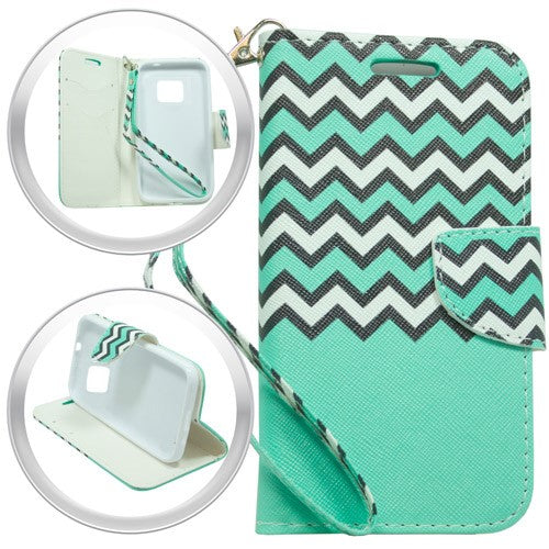 GSA Chevron Flip Wallet For Samsung Galaxy S7 Edge G935 Teal/White