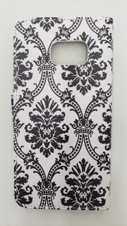 GSA Damask Flip Wallet Case For Samsung Galaxy S7 Edge - Black/White