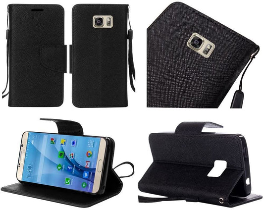 GSA Flip Denim Wallet Case For Samsung Galaxy S7 - Black