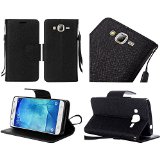GSA Denim Flip Wallet Case For Samsung Galaxy J7(2015),J700 - Black
