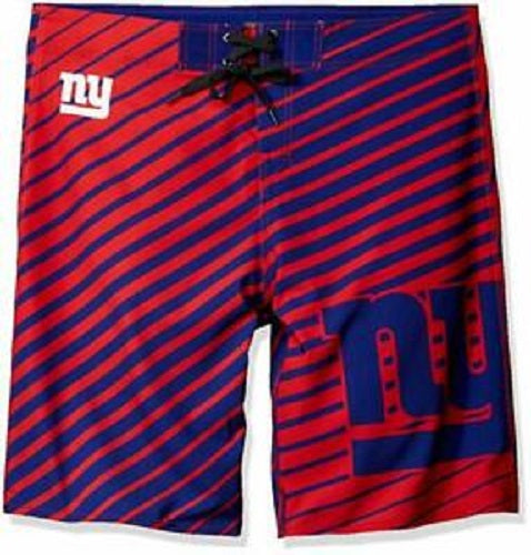 FOCO NFL Licensed New York Giants Stripes Poly Boardshorts - Extra Large (38)