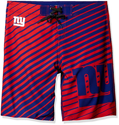 FOCO NFL Licensed New York Giants Striped Poly Boardshorts - XX Large (40)