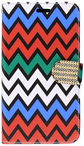 GSA Hybrid Glitter Wallet for Samsung Galaxy J7 (2015), J700  - Colorful Chevron