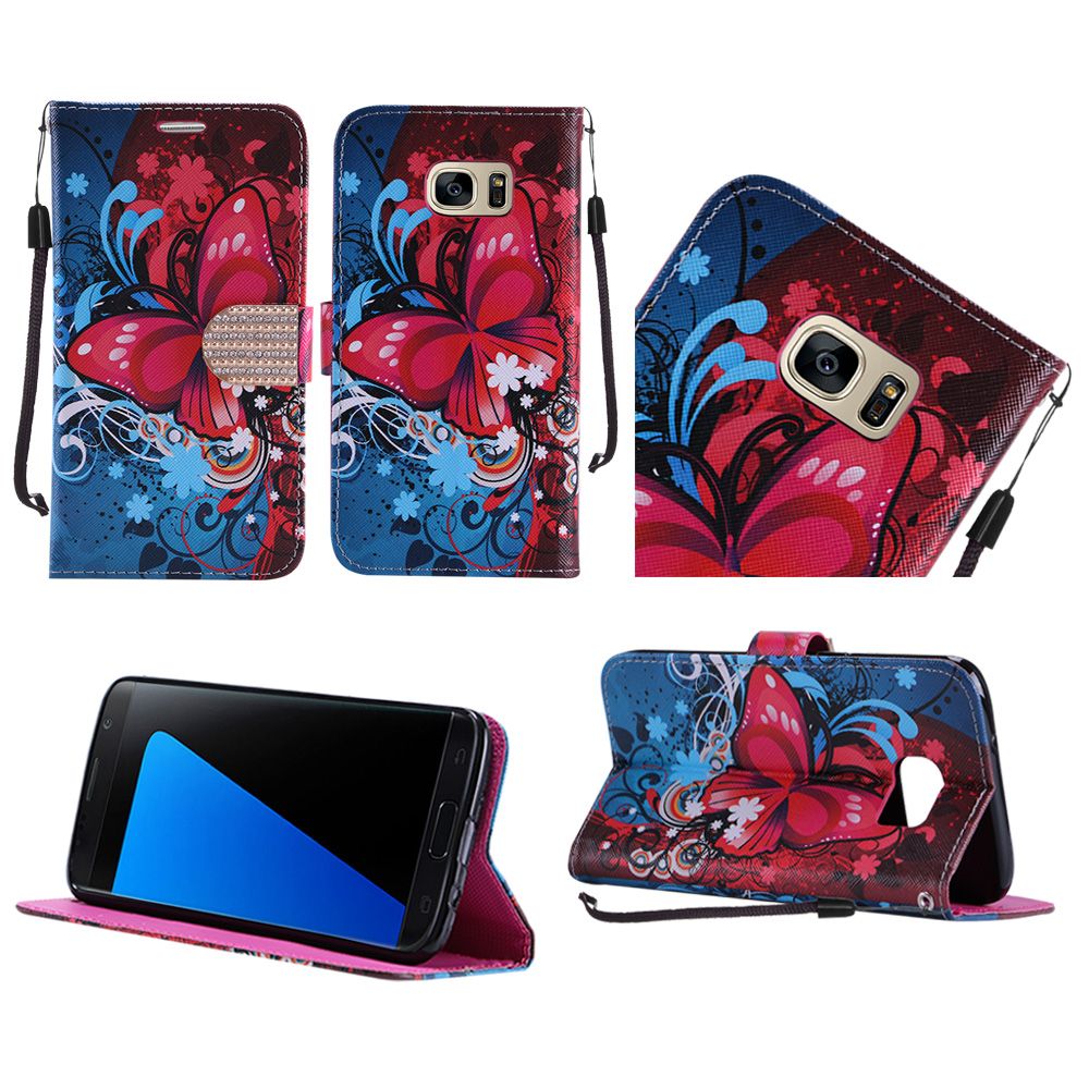 GSA Butterfly Bliss Flip Wallet Case For Samsung Galaxy S7 - Multi-Color