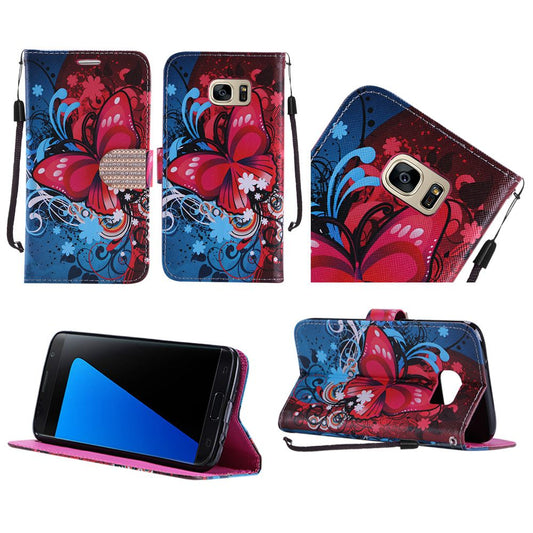 GSA Butterfly Bliss Flip Wallet Case For Samsung Galaxy S7 - Multi-Color