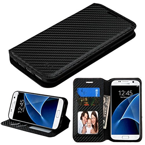 MyBat Folio Flip Carbon Fiber Wallet Case For Samsung Galaxy S7 - Black