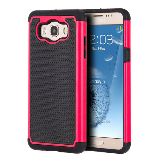 GSA Grippy Hybrid Case For Samsung Galaxy J7 (2015) - Black/Hot Pink
