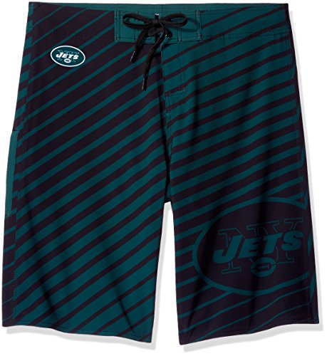 FOCO New York Jets Stripes Poly Boardshort Extra Large 38