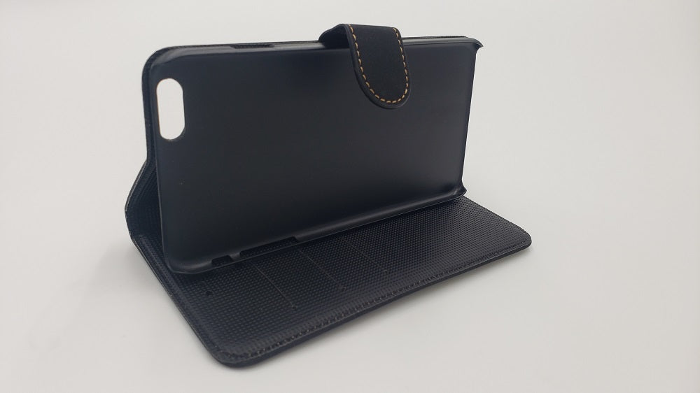GSA Flip Leather Wallet Case For iPhone 6 Plus/6s Plus - Black