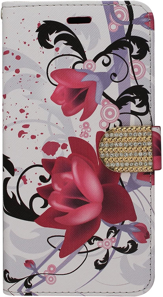 GSA Folio Flip Lily Wallet Case For iPhone 6 Plus/6s Plus - Pink/White