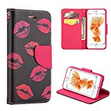 GSA Flip Lips Two-Tone Wallet Case For iPhone 8 Plus/7 Plus/6 Plus - Black/Red
