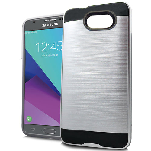GSA Brushed Hybrid Case For Samsung Galaxy J3 (2017), J327 - Silver, Black