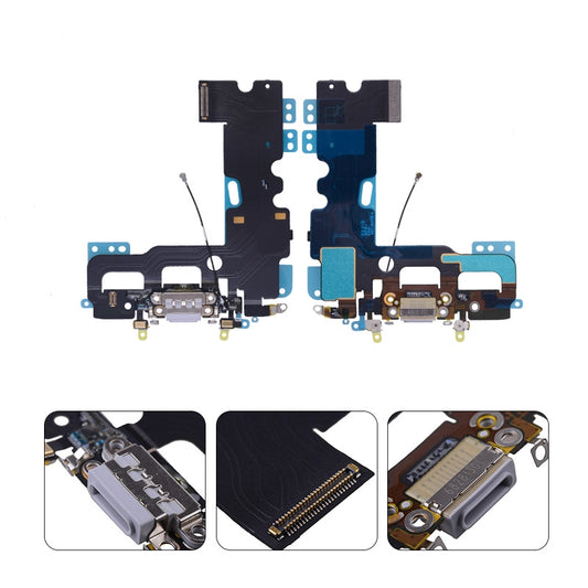 GSA Charging Port with Flex Cable and Mic for iPhone 7 (4.7") (HiQ) - Light Gray