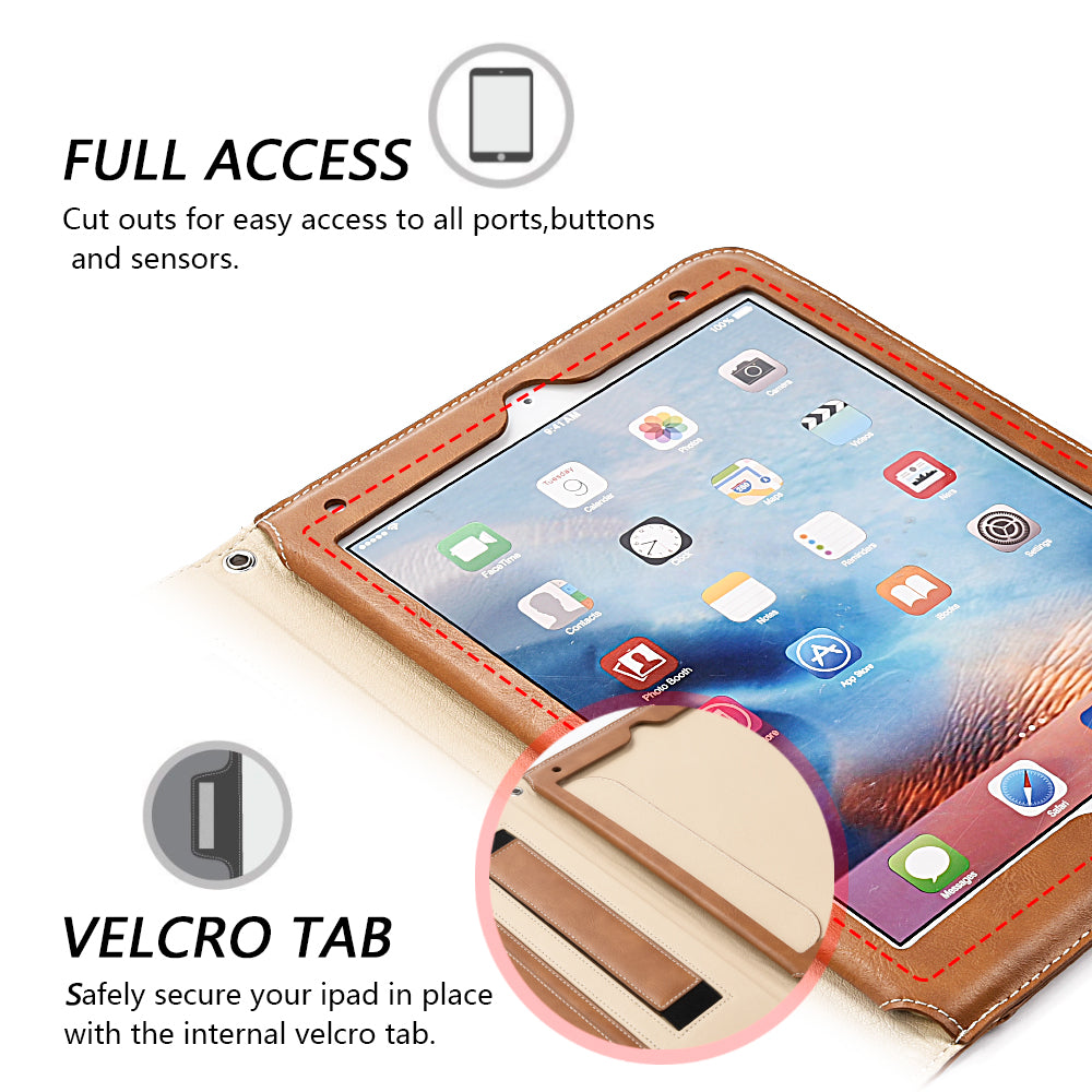 GSA Folio Flip CC Wallet Case For Apple iPad Pro 9.7" , Brown A1673, A1674 A1675