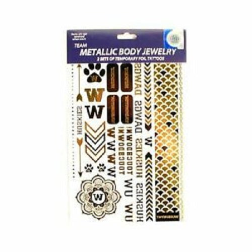 Little Earth NCAA Washington Huskies Temporary Foil Tattoos 2 Sheets