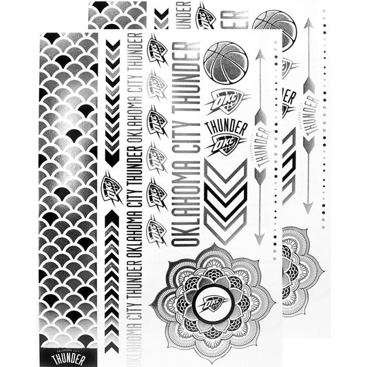 Little Earth NBA Oklahoma City Thunder Temporary Foil Tattoos Silver 2 Sheets