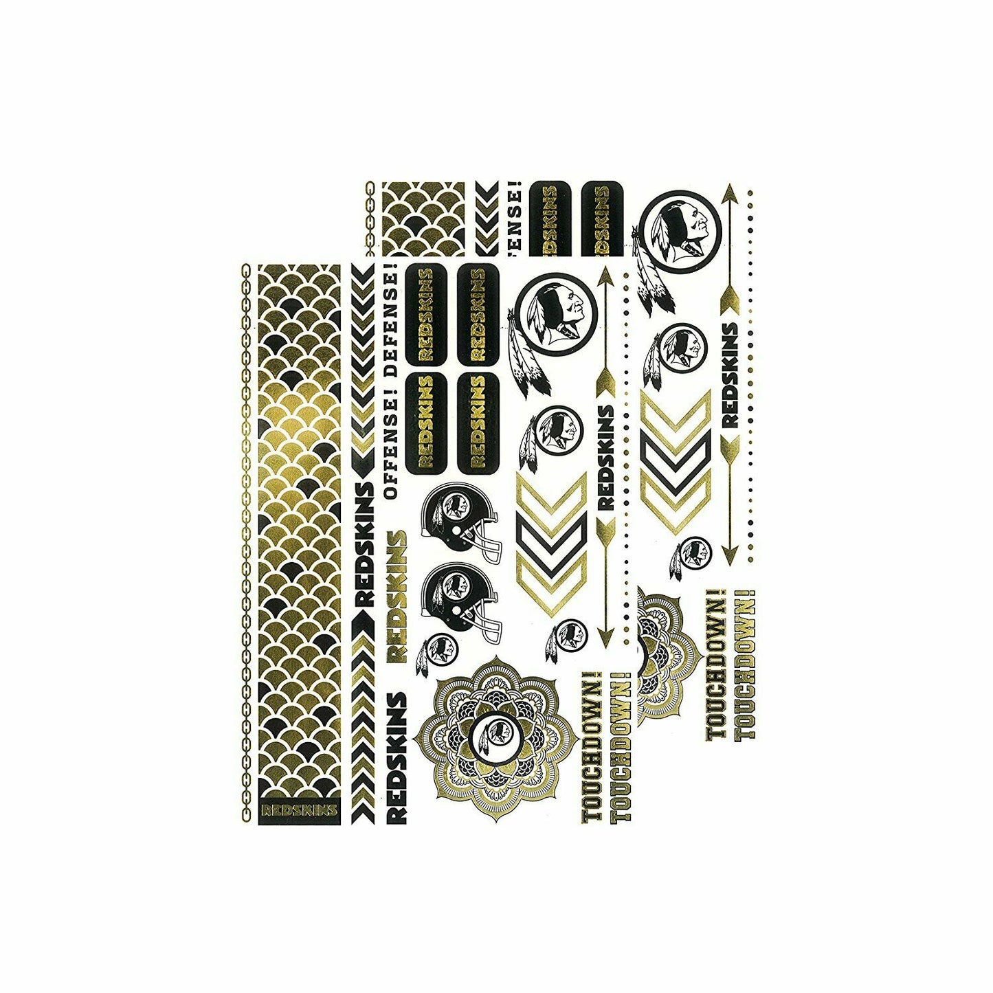 Little Earth NFL Washington Redskins Temporary Foil Tattoos 2 Sheets