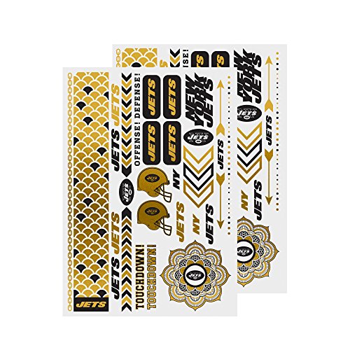Little Earth NFL New York Jets Temporary Foil Tattoos Set of 2 Sheets