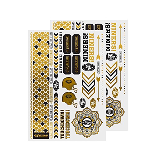 Little Earth NFL San Francisco 49ers Temporary Foil Tattoos Set of 2 Sheets
